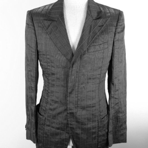 GIORGIO ARMANI black label ITALY linen metallic blazer Italy i46 38 - Picture 2 of 6